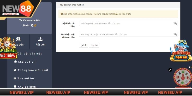 Quy trình thực hiện hồi vốn tại nhà cái New88 