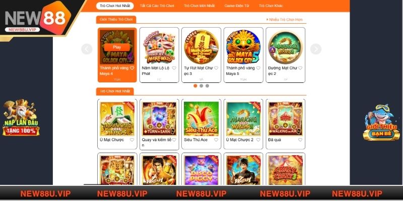  Sảnh game nổ hũ NEW88 mang đến trải nghiệm đỉnh cao với đa dạng game hay